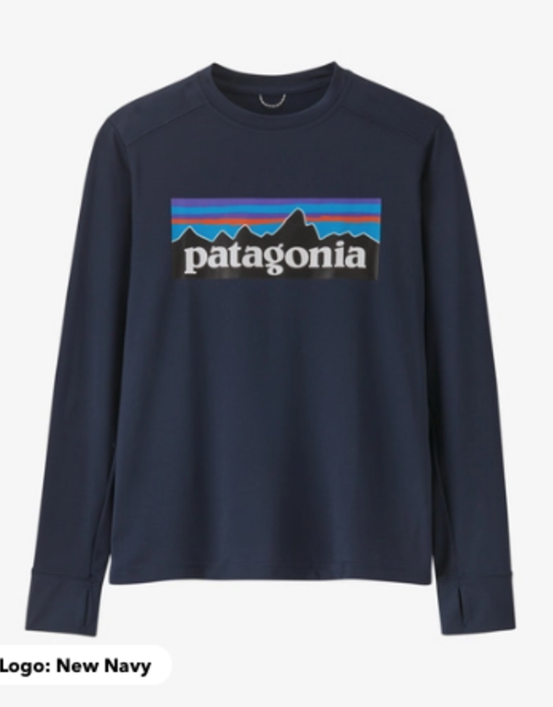Patagonia Ks L/S Capilene Silkweight T-Shirt P-6 Logo: New Navy