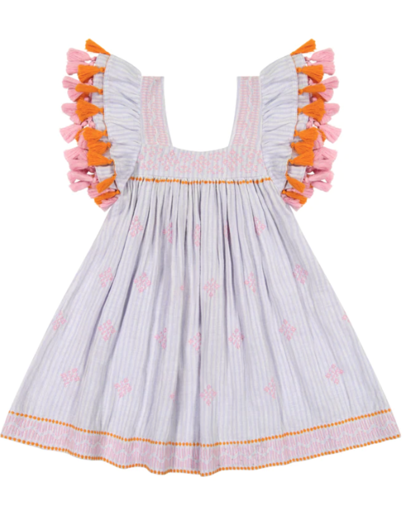 mer st. barth Serena Tassel Dress Lavender Stripe