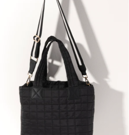 Shiraleah EZRA QUILTED NYLON TOTE  BLACK