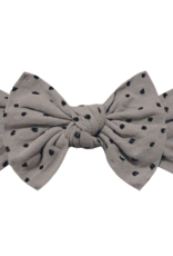 Baby Bling Bow Patterned Shabby Knot Taupe Black Dot