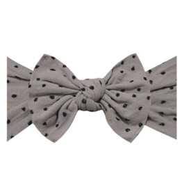 Baby Bling Bow Patterned Shabby Knot Taupe Black Dot