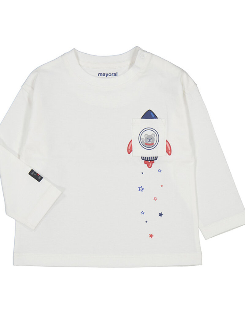Mayoral Cream L/S Spaceship Print T-shirt
