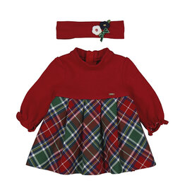 Mayoral Red Dress w/Plaid Skirt
