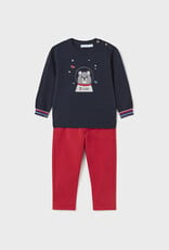 Mayoral Navy Sweater w/Astronaut Bear/Red Pant set