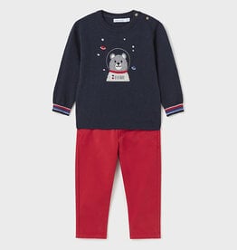 Mayoral SALE Navy Sweater w/Astronaut Bear/Red Pant set