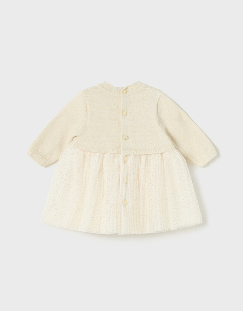 Mayoral Champagne Pleated knit tulle dress