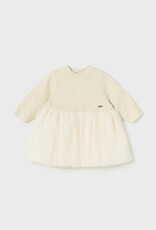 Mayoral Champagne Pleated knit tulle dress