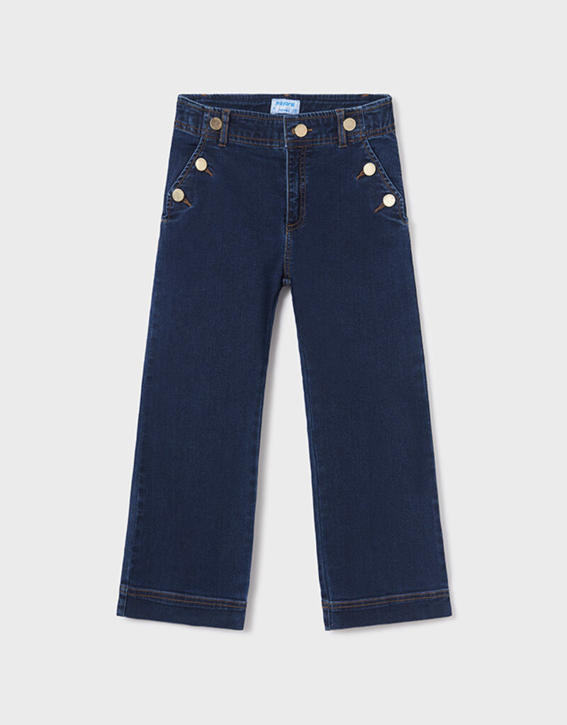 Mayoral Dark Denim Jeans w/Gold Side Buttons