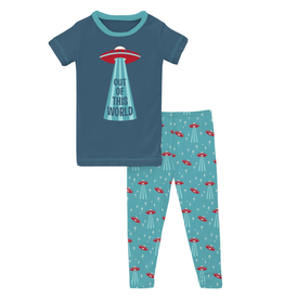 Kickee Pants SALE S/S Graphic Tee Pajama Set Glacier Alien Invasion