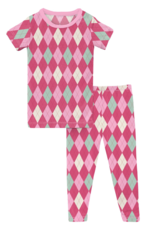 Kickee Pants Print S/S Pajama Set Flamingo Argyle