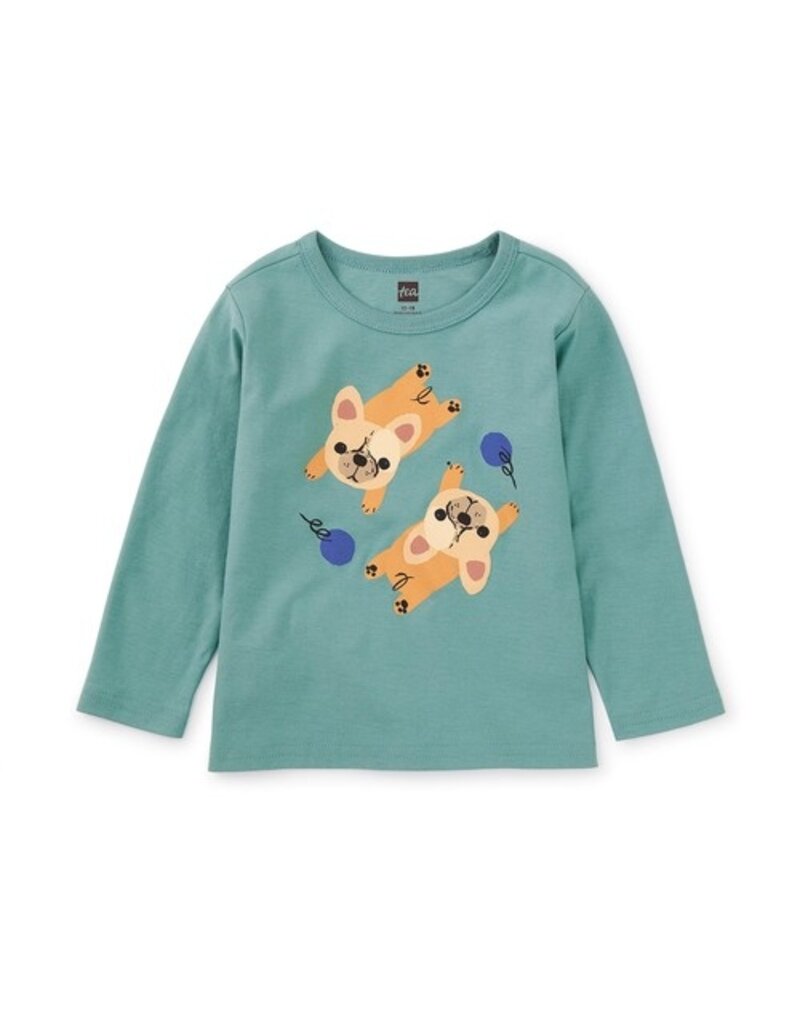 Tea Collection Deux Frenchie Baby Graphic Tee Seaspray