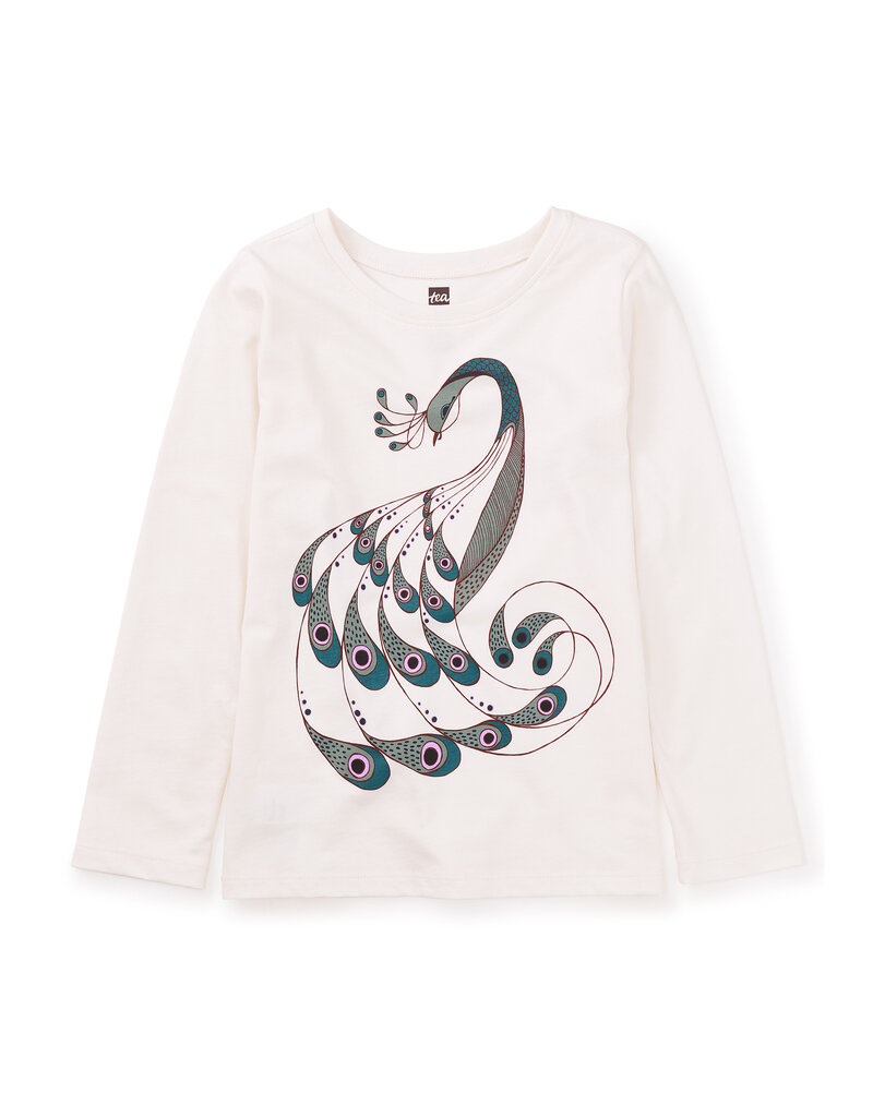Tea Collection Proud Peacock Graphic Tee Chalk