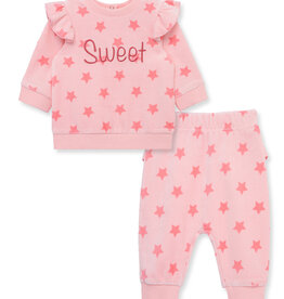 Little Me SALE pink sweet stars velour set