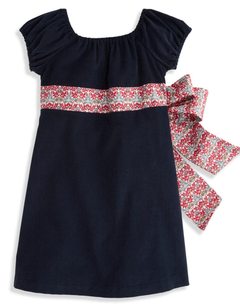 bella bliss Ashley Dress Navy Cord w/Red Darby