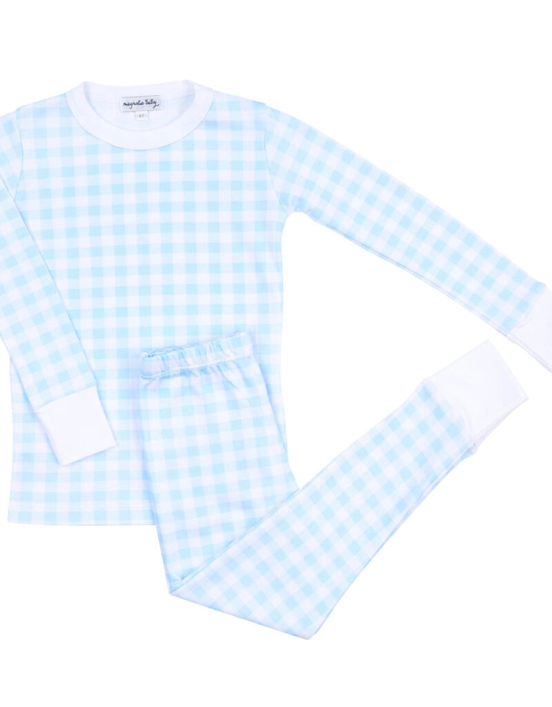 Magnolia Baby Baby Blue Checks Long Pajamas Fall23