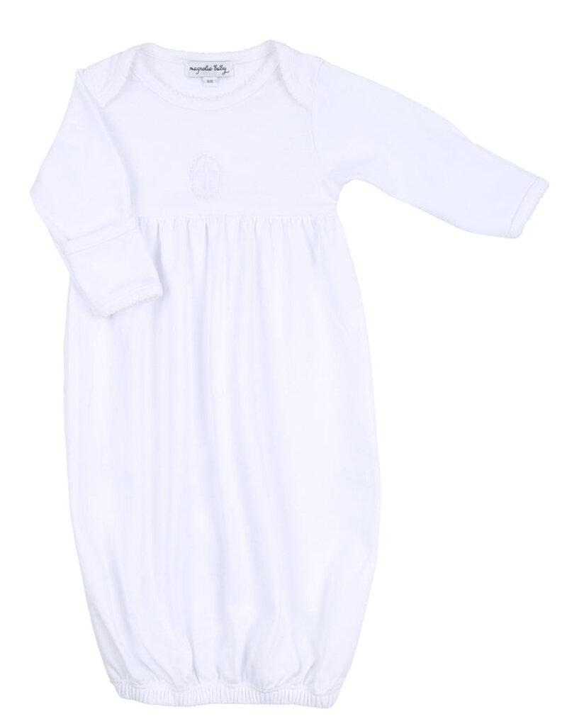 Magnolia Baby Blessed Emb Gathered Gown White F23