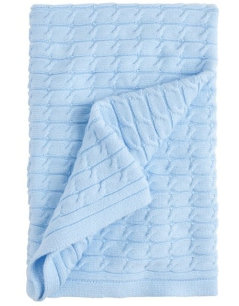 little english Cable Knit Blanket Blue