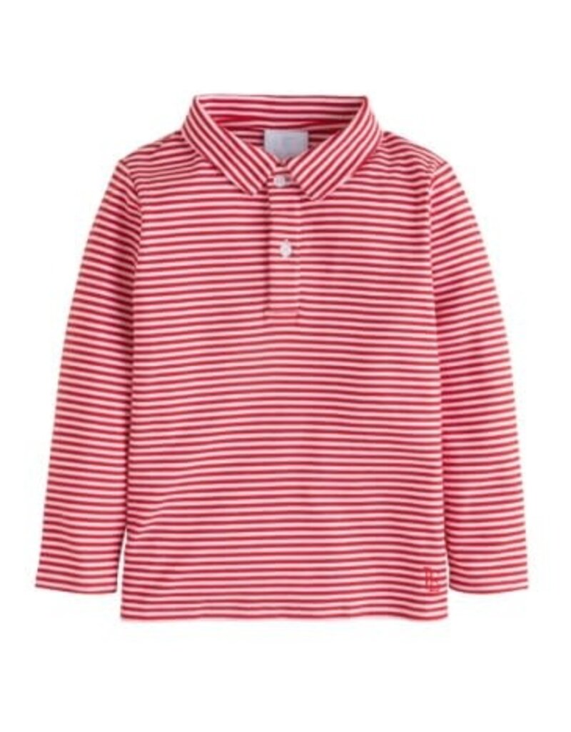 little english L/S Red Striped Polo