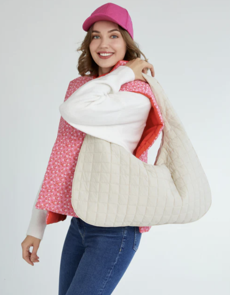 Shiraleah Ezra Hobo Quilted Ivory