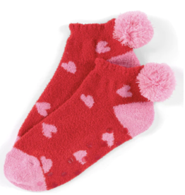 Shiraleah Hearts Home Socks Red