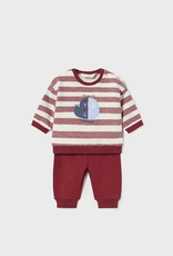 Mayoral Red Stripe Top/Pant Set w/Helicopter