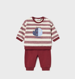 Mayoral SALE Red Stripe Top/Pant Set w/Helicopter