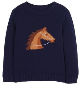 little english SALE Navy Intarsia Sweater Horse
