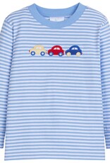 little english Applique T-Shirt Cars Lt Blue Stripe