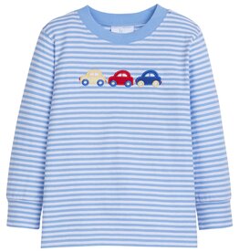 little english SALE Applique T-Shirt Cars Lt Blue Stripe