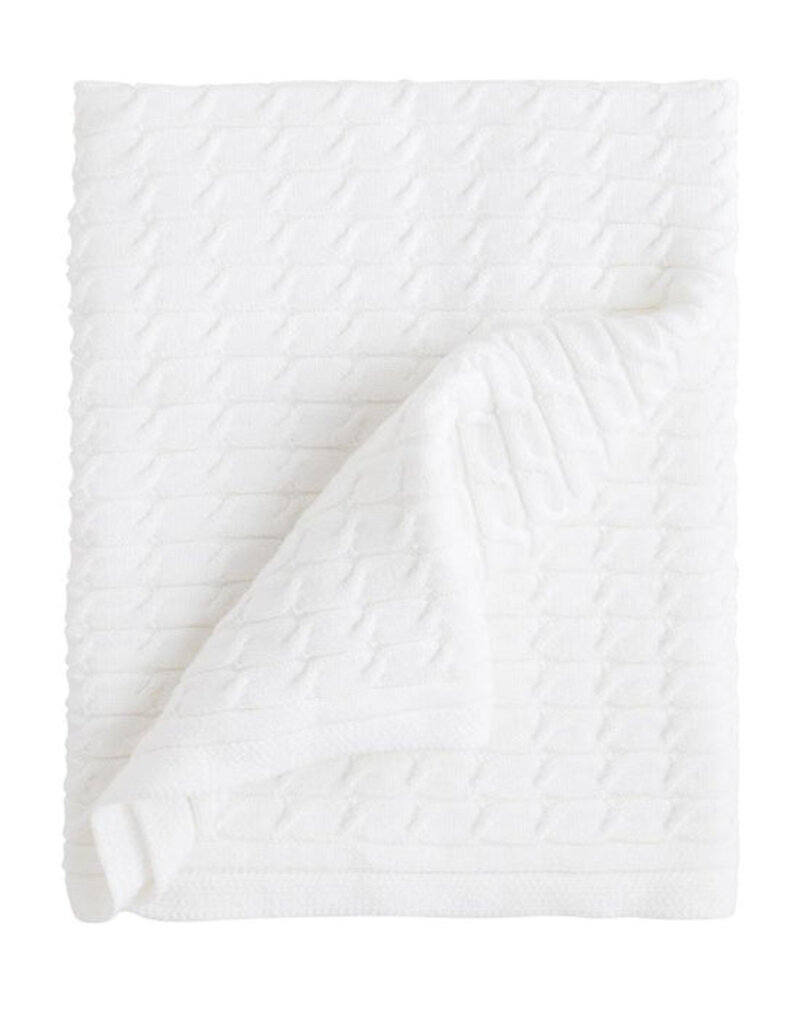 little english Cable Knit Blanket White