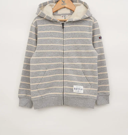 Batela Grey Striped Zip Hooded Sweatshirt