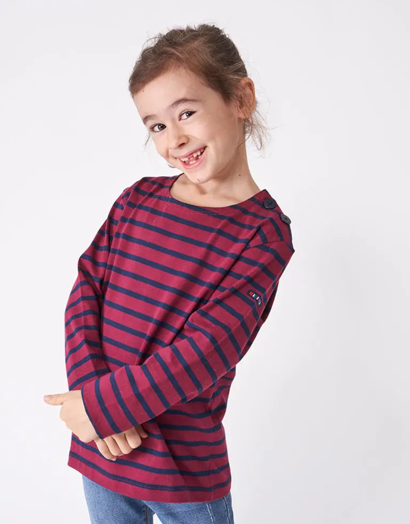 L/S Magenta Navy Stripe Tee