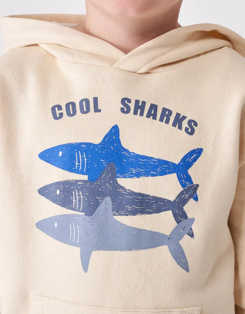 Batela Cool Sharks Hooded Sweatshirt Cream
