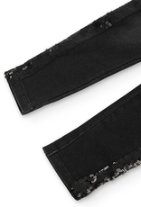 Boboli Black Stretch Denim Pants w/Sequin Stripe