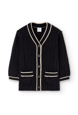 Boboli Black w/Cream Trim Cardigan