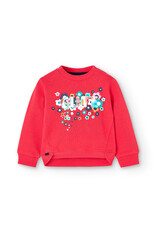 Girls Fleece Sweatshirt Red w/Flowers