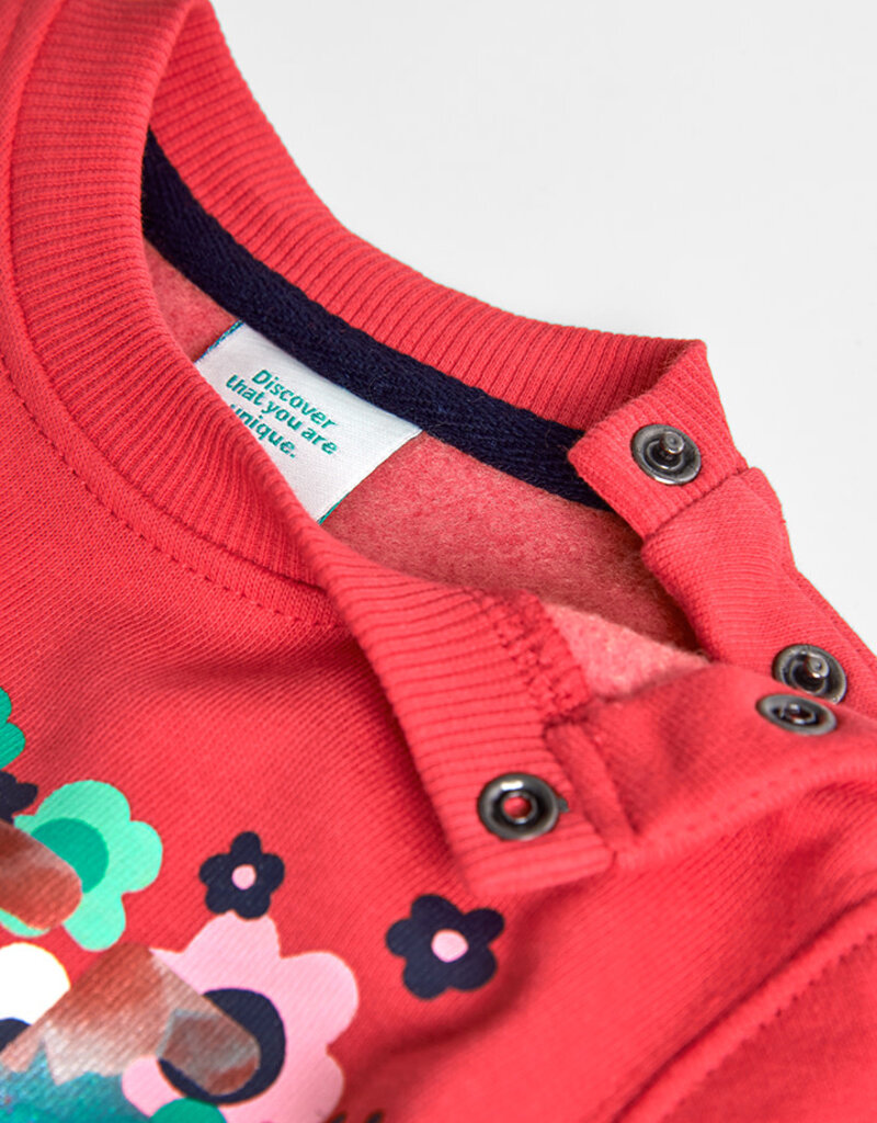 Girls Fleece Sweatshirt Red w/Flowers
