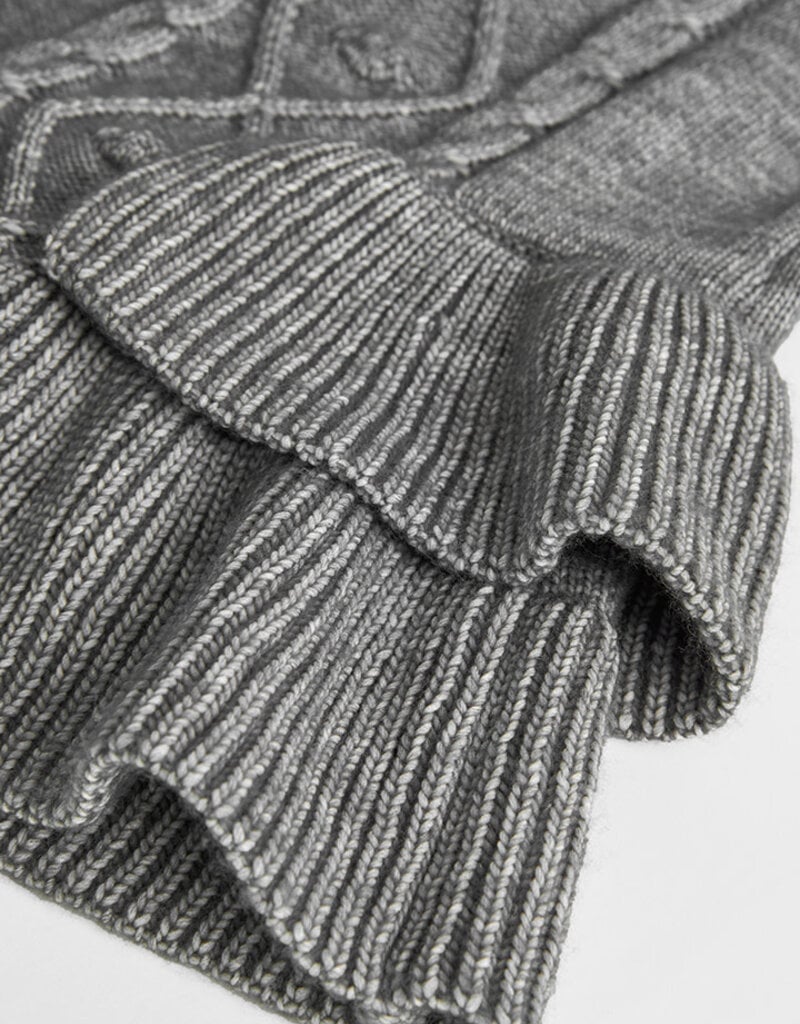 Boboli Gray Cable Knit Sweater Dress w/Ruffles