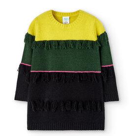 Boboli SALE Green Yellow Black Stripe Knit Dress
