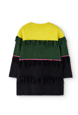 Boboli Green Yellow Black Stripe Knit Dress
