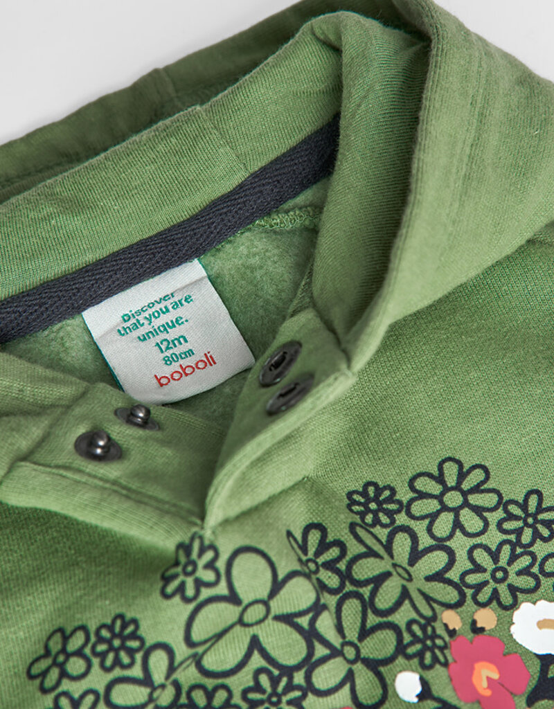 Boboli Kiwi Fleece Sweatshirt w/Flower Print
