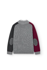 Boboli Grey Sweater 1/4 Zip w/Multi Color