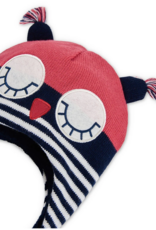 Boboli Knit Owl Hat Ruby Red/Navy