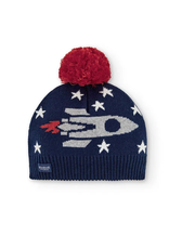 Boboli Navy Knit Hat w/Rocket
