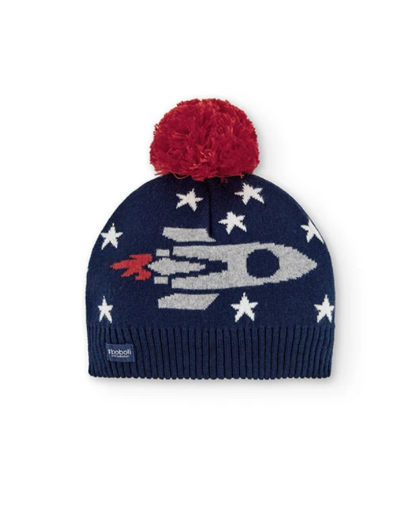 Boboli Navy Knit Hat w/Rocket