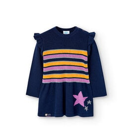 Boboli SALE Navy Knitwear Dress w/Stripes and Stars
