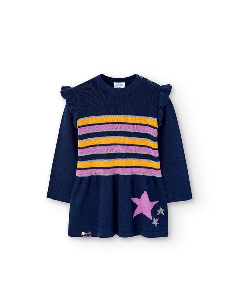 Boboli Navy Knitwear Dress w/Stripes and Stars