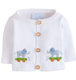 little english SALE Boy Elephant Crochet Sweater White