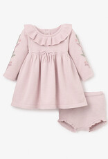 Elegant Baby Violet Embr Sleeve Knit Dress