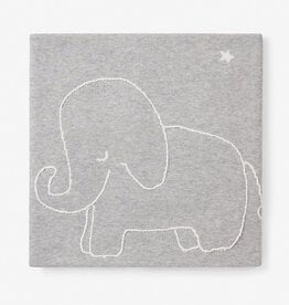 Elegant Baby Blanket Elephant Embroidery Grey